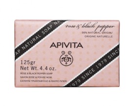 Apivita Natural Soap Rose & Black Pepper Μπάρα Σαπουνιού 125 gr